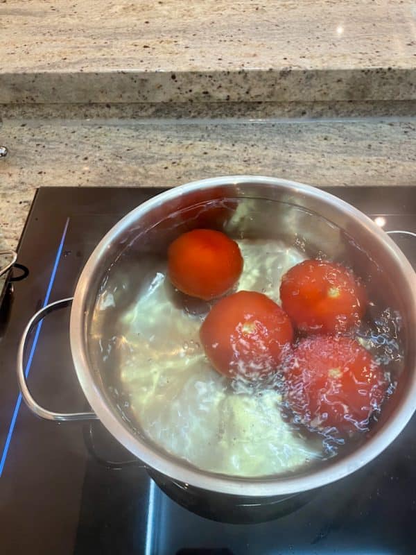 Tomaten kurz ins kochende Wasser