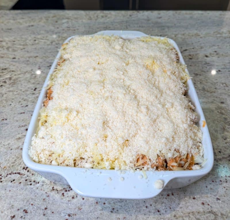 Käse darüber streuen und backen