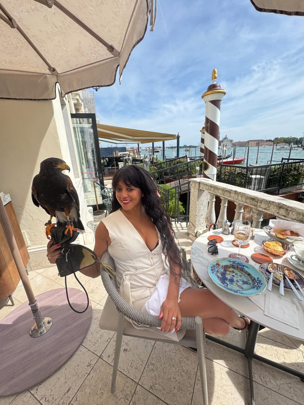 Gast mit Falken auf der Ginori Terrace im The St. Regis Venice
